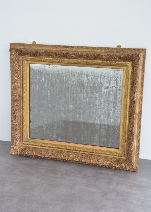 ANTIQUE GILTWOOD WALL MIRROR WITH FOXED GLASS RESTORED 90X79CM - ADDITIONAL PHOTO 10