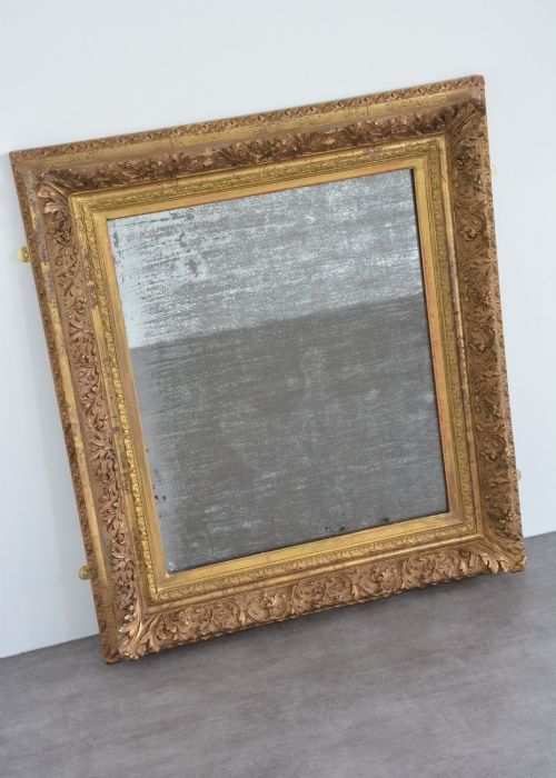 ANTIQUE GILTWOOD WALL MIRROR WITH FOXED GLASS RESTORED 90X79CM - ADDITIONAL PHOTO 12