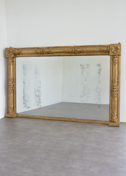 REGENCY GILDED OVERMANTLE MIRROR WITH LIGHTLY FOXED GLASS 925X1475CM