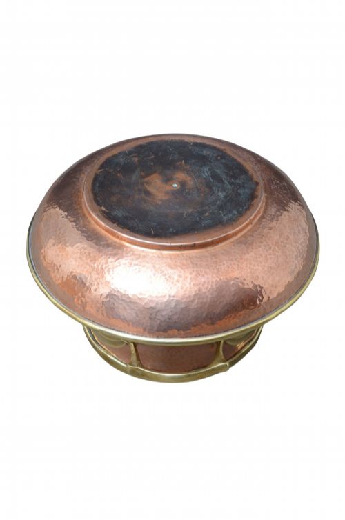 UNIQUE LARGE HAMMERED COPPER AND BRASS PLANTER JARDINIERE VESSEL WASTE BIN - ADDITIONAL PHOTO 7