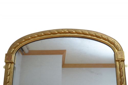 19TH C GILTWOOD ARCHED LEANER OR PIER MIRROR WITH ROPE CARVING H160CM - ADDITIONAL PHOTO 6