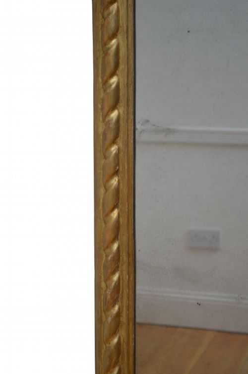 19TH C GILTWOOD ARCHED LEANER OR PIER MIRROR WITH ROPE CARVING H160CM - ADDITIONAL PHOTO 9