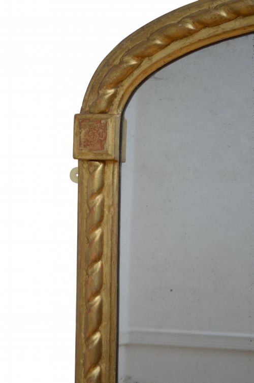 19TH C GILTWOOD ARCHED LEANER OR PIER MIRROR WITH ROPE CARVING H160CM - ADDITIONAL PHOTO 10