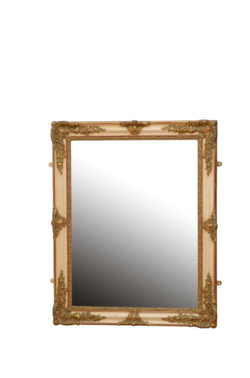 19TH CENTURY FRENCH ROCOCO GILT WALL MIRROR GESSO GLASS 107X87 - ADDITIONAL PHOTO 3