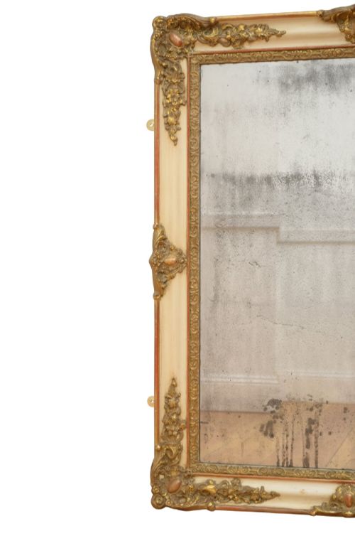 19TH CENTURY FRENCH ROCOCO GILT WALL MIRROR GESSO GLASS 107X87 - ADDITIONAL PHOTO 6