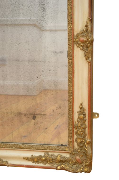 19TH CENTURY FRENCH ROCOCO GILT WALL MIRROR GESSO GLASS 107X87 - ADDITIONAL PHOTO 10