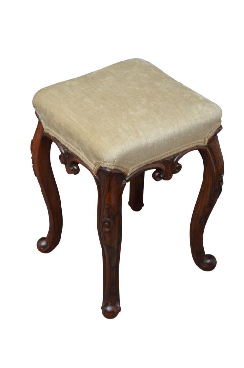 ENGLISH VICTORIAN CABRIOLE LEG DRESSING TABLE STOOL IN GONCALO ALVES WOOD C1860 - ADDITIONAL PHOTO 2