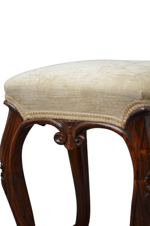 ENGLISH VICTORIAN CABRIOLE LEG DRESSING TABLE STOOL IN GONCALO ALVES WOOD C1860 - ADDITIONAL PHOTO 4