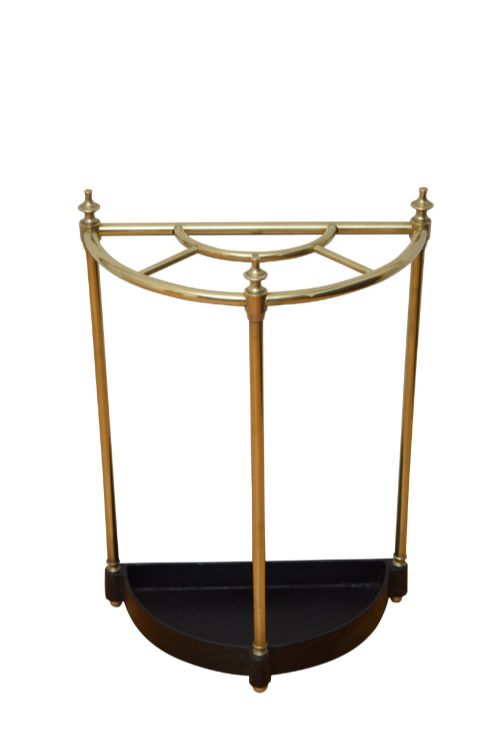 English Brass Demi Lune Stick Stand Umbrella Stand Walking Stick Stand