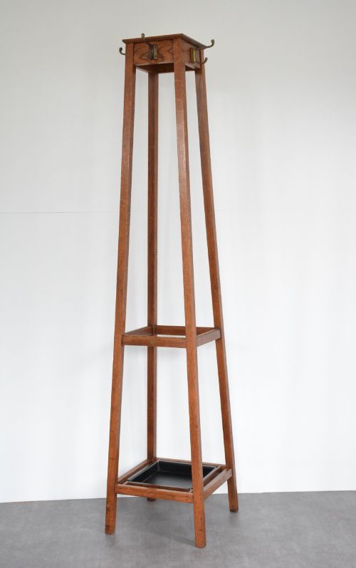 English Arts and Crafts Solid Oak Coat Stand by Astrola