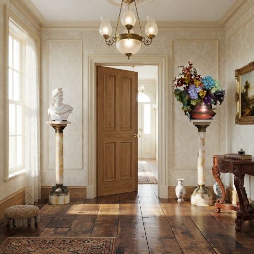 Pair of Antique Marble Columns with Ormolu Collars French Onyx Pedestals