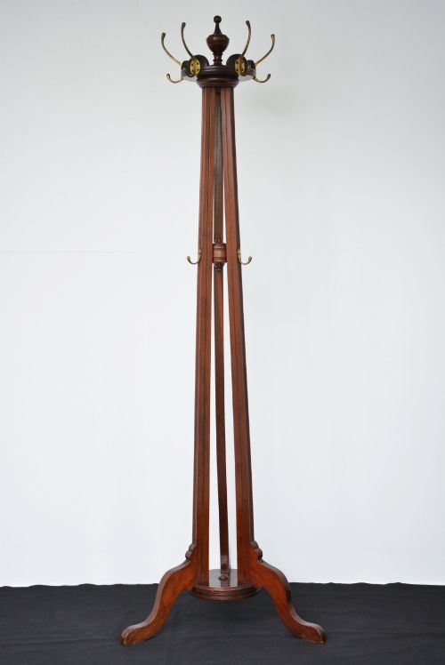 Antique Walnut Coat Stand Hall Stand with Revolving Top