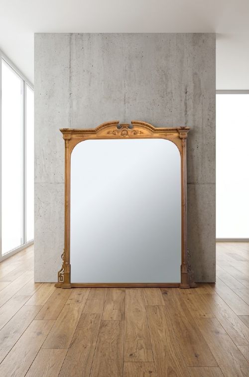 Large Antique Giltwood Wall Mirror Gilded Overmantel H169cm