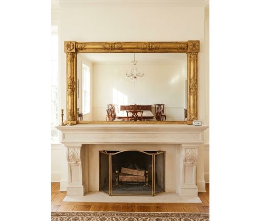 Antique 19th Century Giltwood Overmantel Mirror 95.5x147.5cm