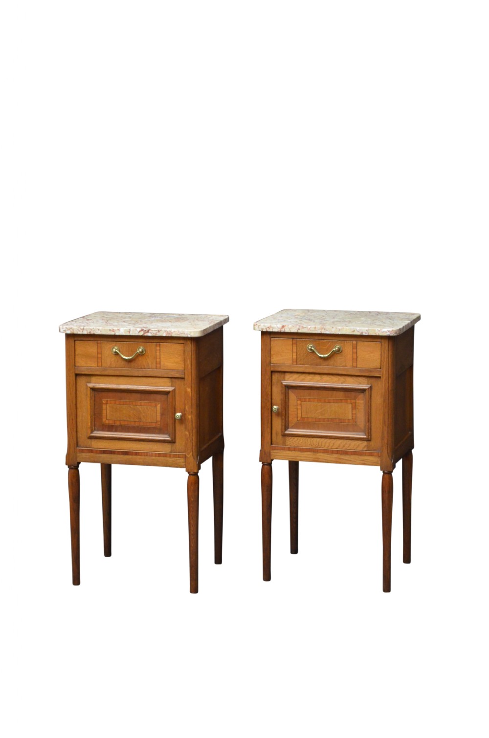 Pair of Turn of The Century Bedside Cabinets in Oak