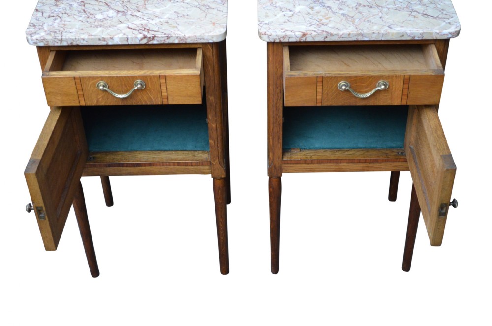 Pair of Turn of The Century Bedside Cabinets in Oak View VI