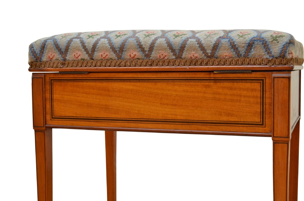 Fine Quality Edwardian Dressing Table Stool In Satinwood View IV