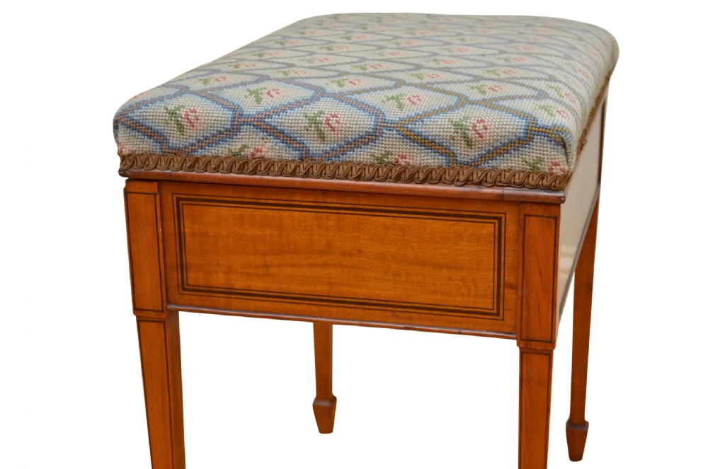 Fine Quality Edwardian Dressing Table Stool In Satinwood View VI