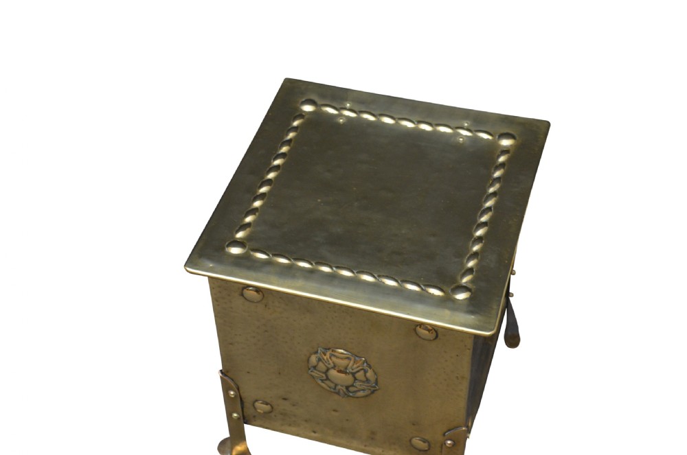 Arts and Crafts Brass Coal Bucket or Planter View III