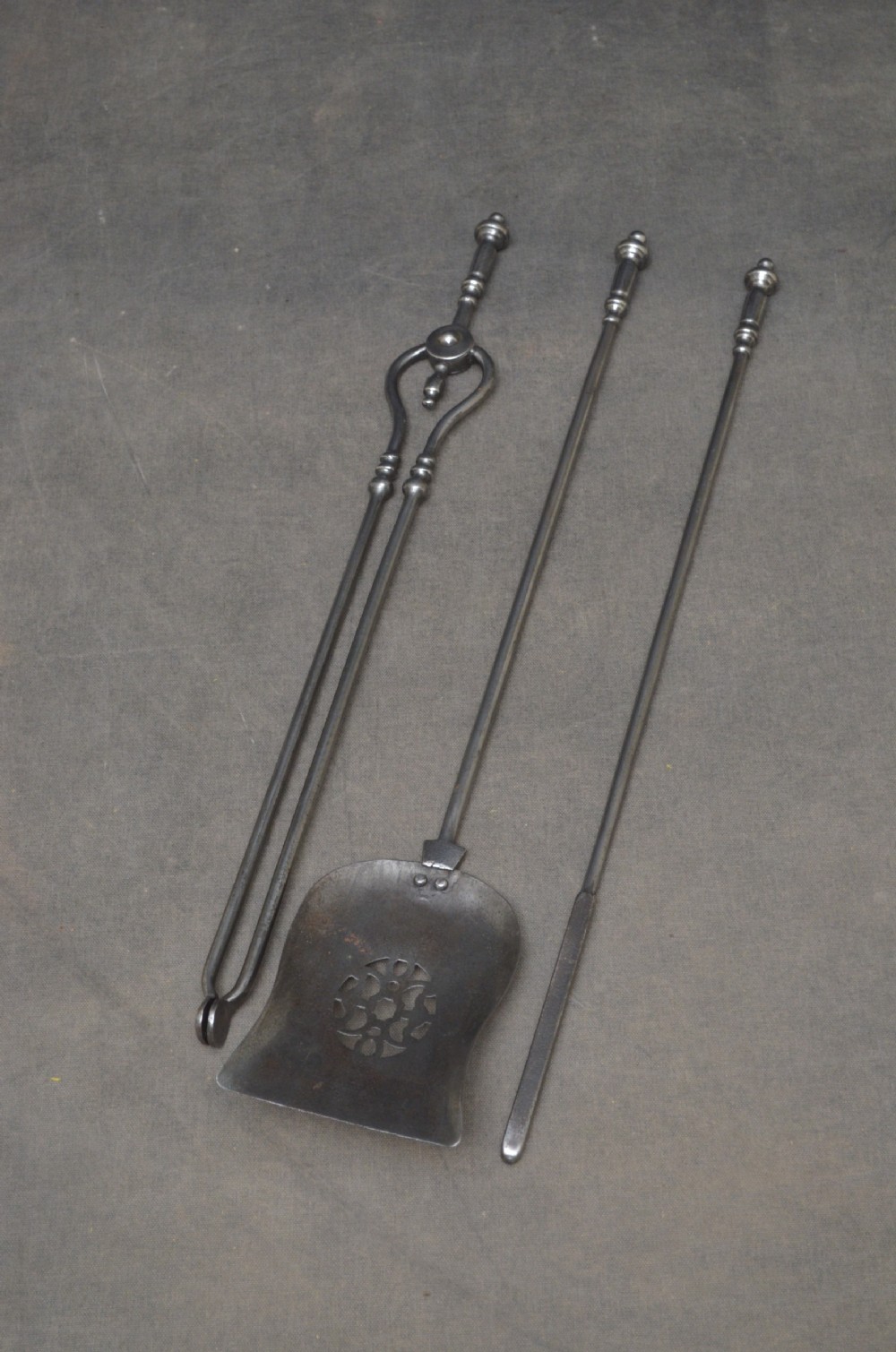 A Good Set of Victorian Steel Fire Irons  View II