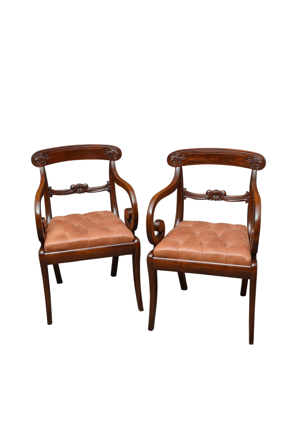  Pair of William IV Mahogany Carver Chairs Desk Chair Office Chair