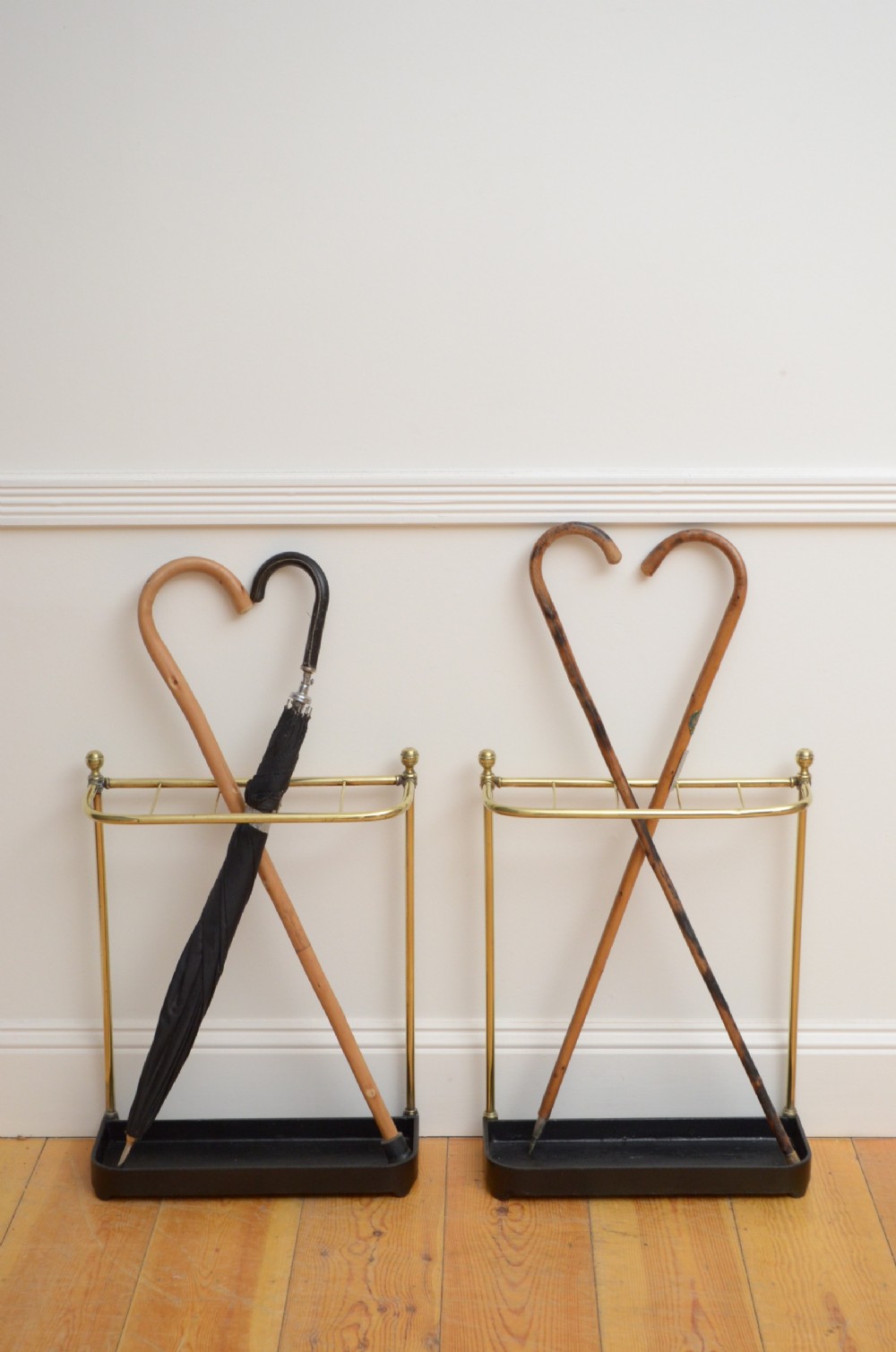 Pair of Victorian brass umbrella stands