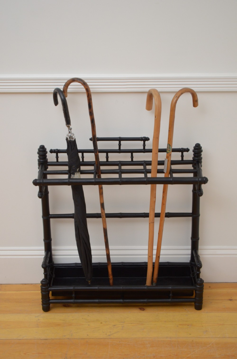 Stylish Faux Bamboo Ebonised Umbrella Stand View VIII