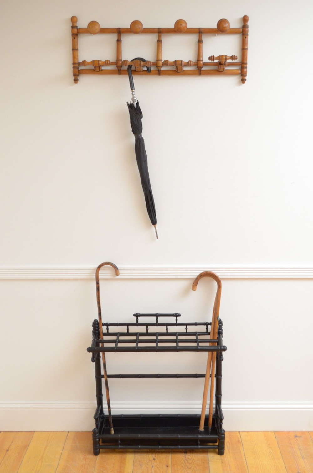 Stylish Faux Bamboo Ebonised Umbrella Stand View IX