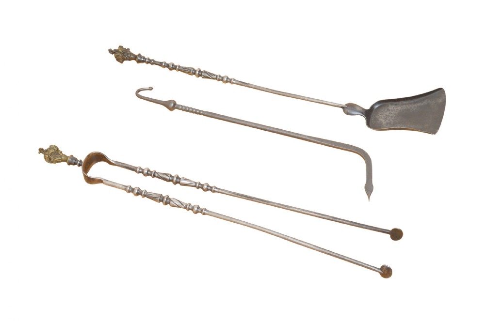 19th Century Polished Steel Fire Irons