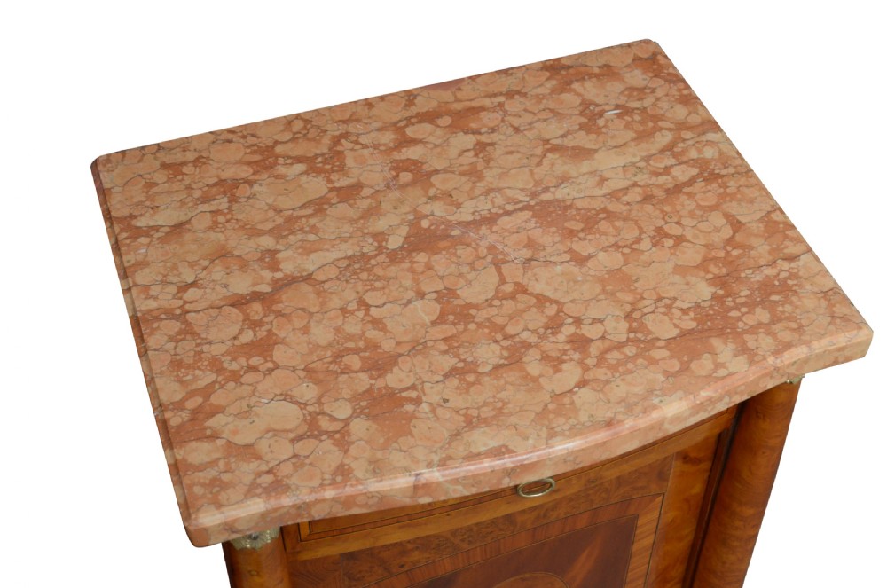 Antique Pair of Bedside Cabinets in Mahogany and Amboyna   View III