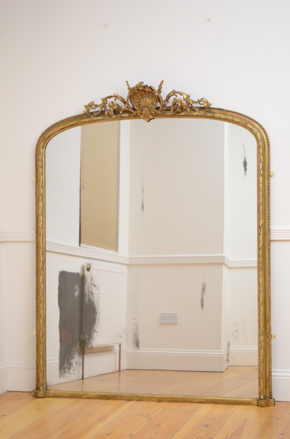 Superb Large English Victorian Giltwood Wall Mirror View III