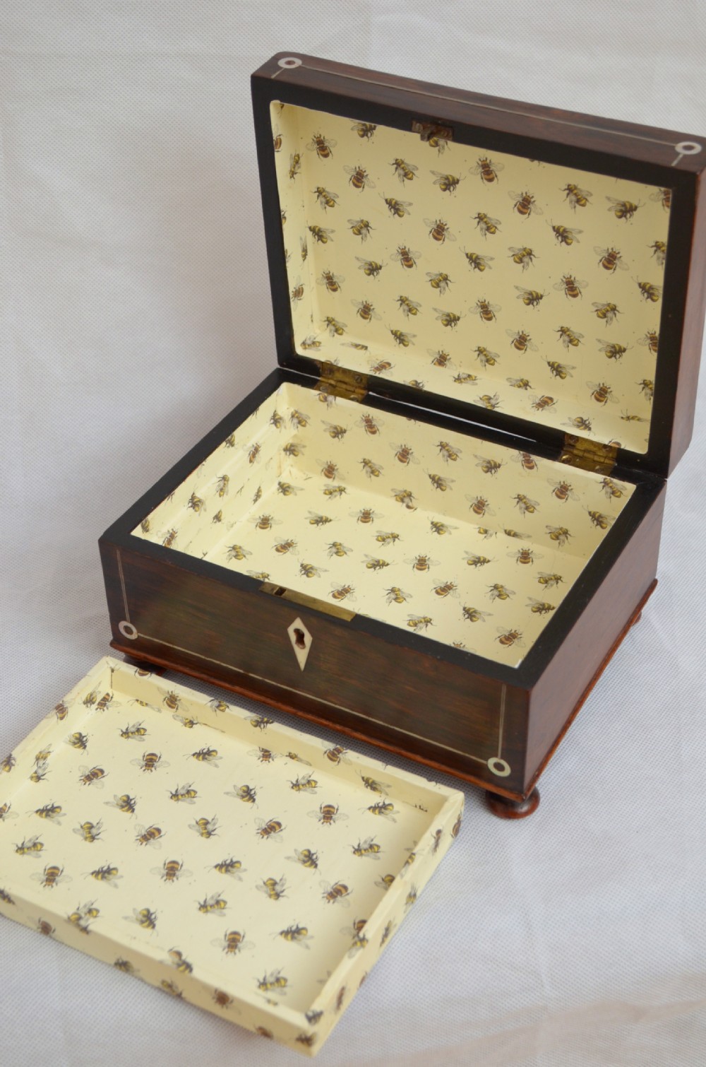 Attractive Victorian Rosewood Jewellery Box with Tray View VI