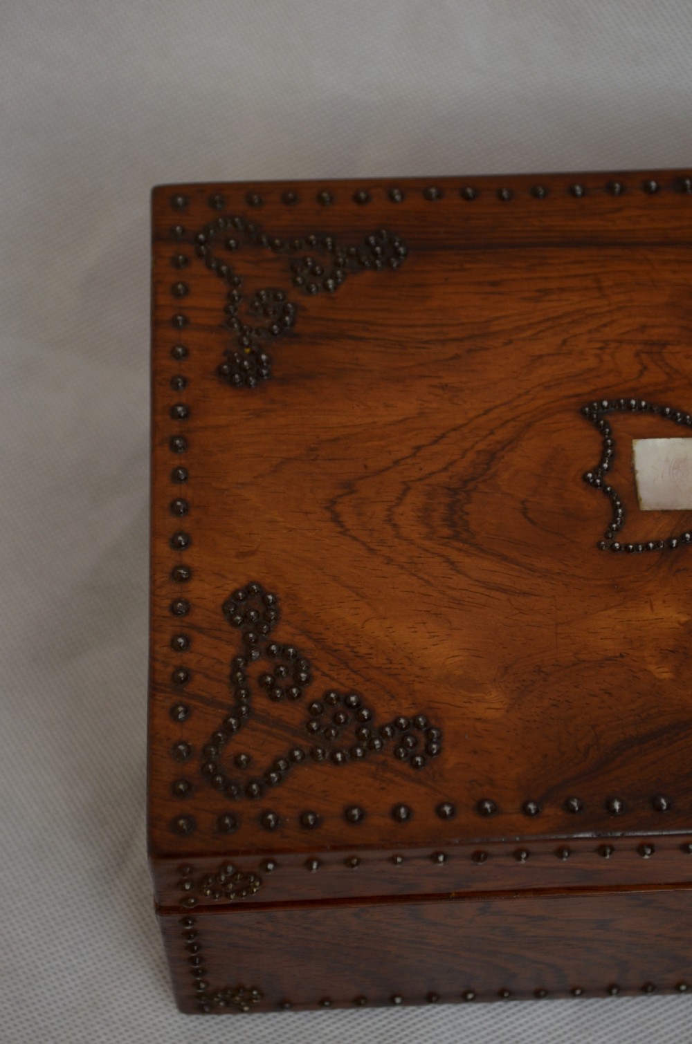 Beautiful Victorian Rosewood and Studded Jewellery Box with Tray View III