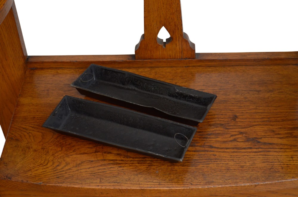 Stylish Arts and Crafts Oak Bench of Narrow Proportions  View X
