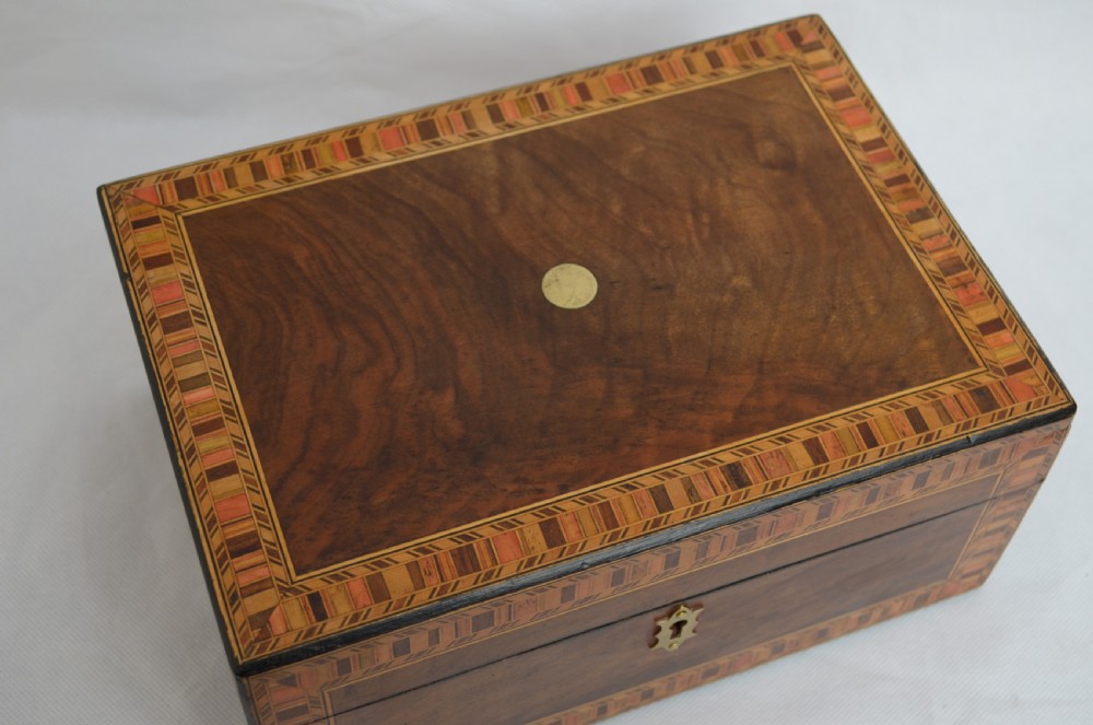 Victorian Walnut and Inlaid Box with Tray View II