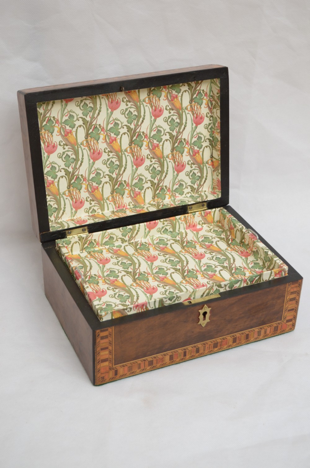 Victorian Walnut and Inlaid Box with Tray View V