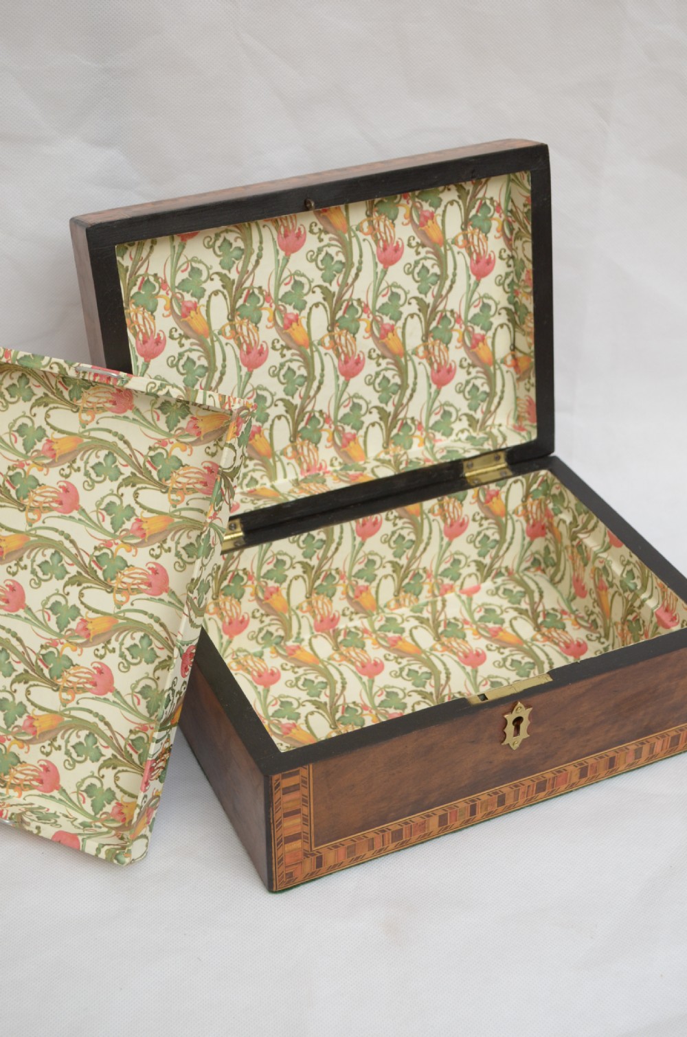 Victorian Walnut and Inlaid Box with Tray View VI
