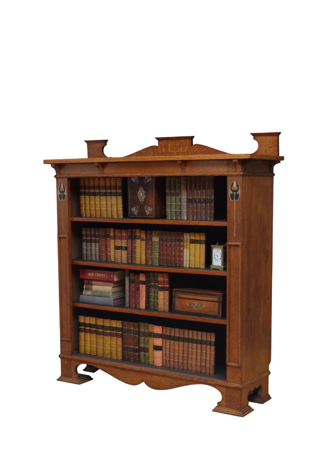 Stylish Arts and Crafts Open Bookcase in Solid Oak 