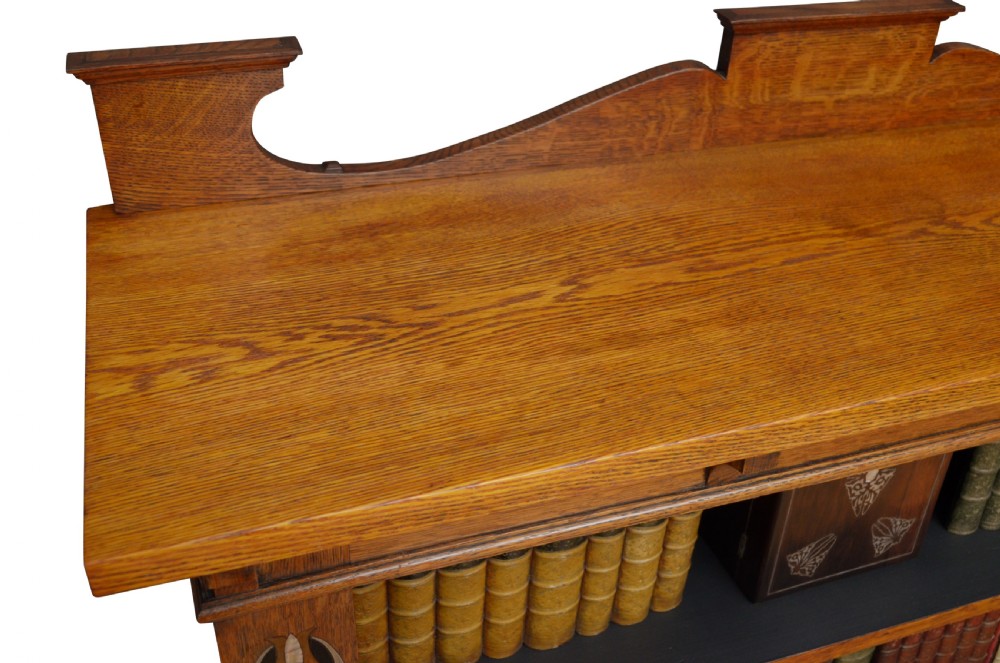 Stylish Arts and Crafts Open Bookcase in Solid Oak  View III