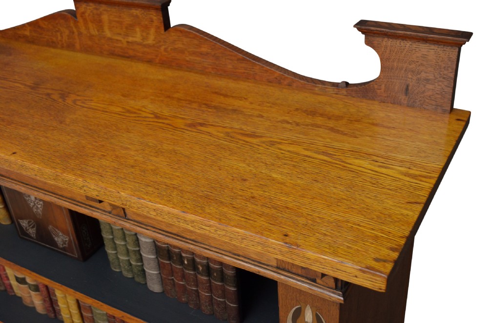 Stylish Arts and Crafts Open Bookcase in Solid Oak  View IV