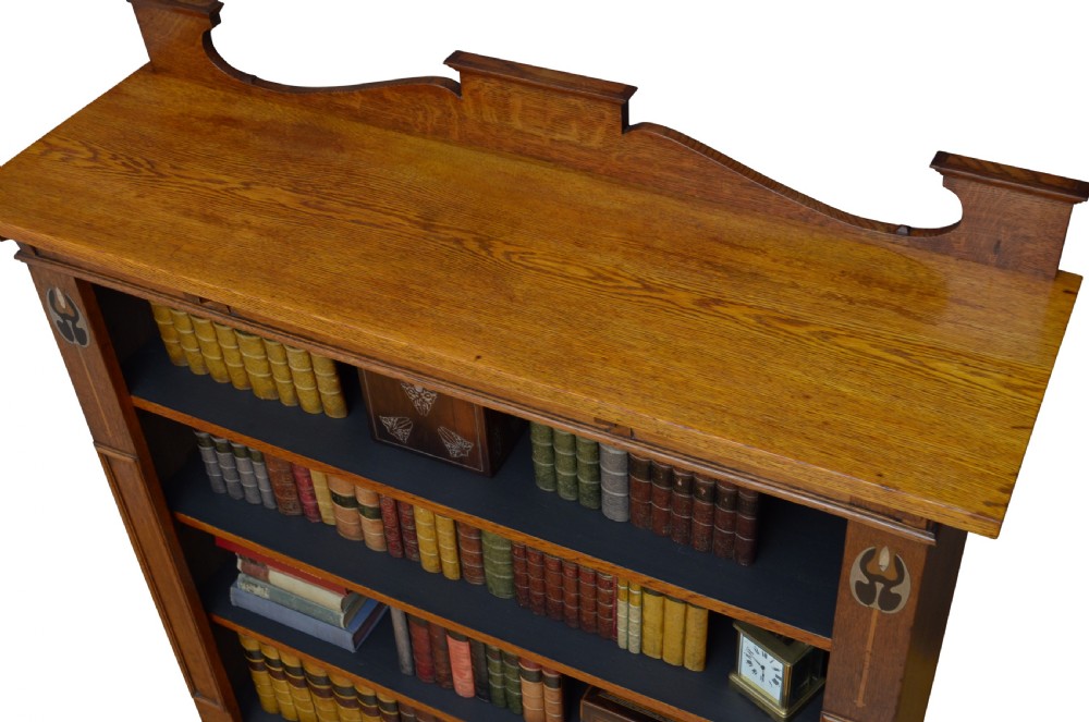 Stylish Arts and Crafts Open Bookcase in Solid Oak  View V