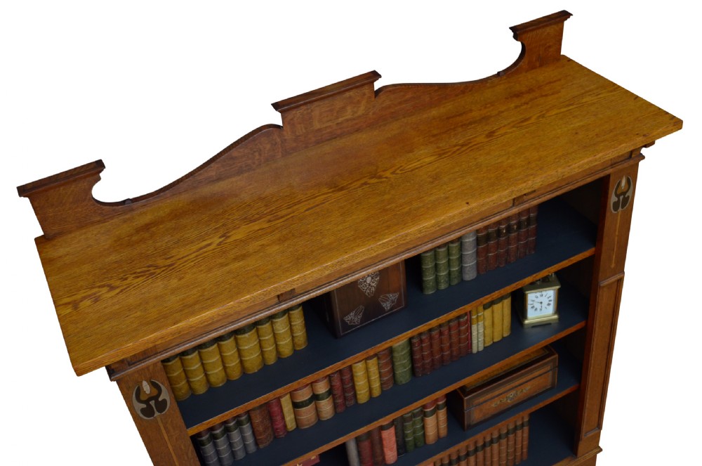 Stylish Arts and Crafts Open Bookcase in Solid Oak  View VI