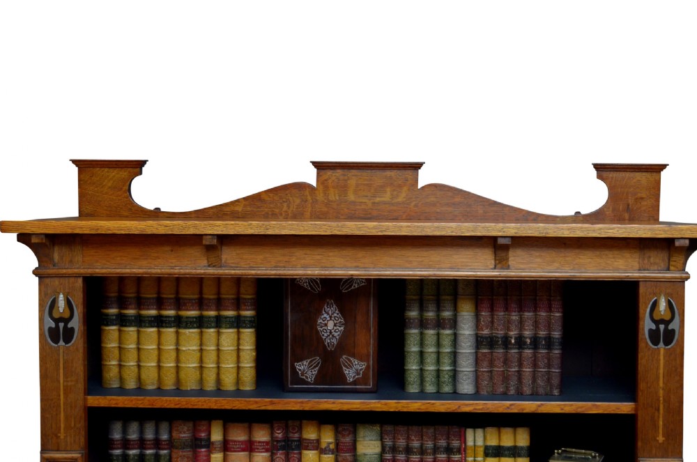 Stylish Arts and Crafts Open Bookcase in Solid Oak  View VII
