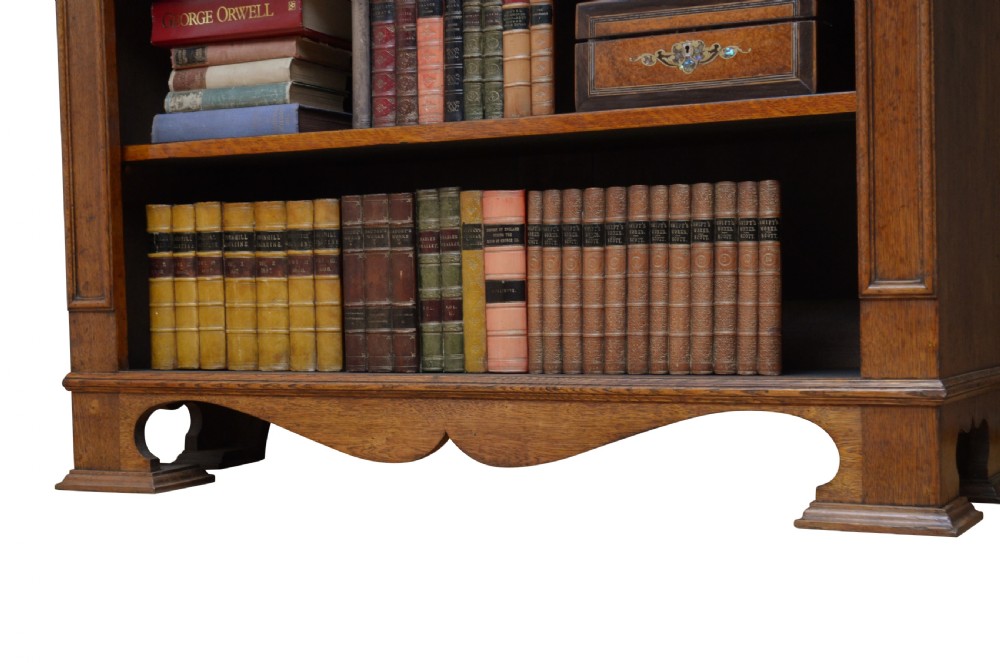 Stylish Arts and Crafts Open Bookcase in Solid Oak  View XIII