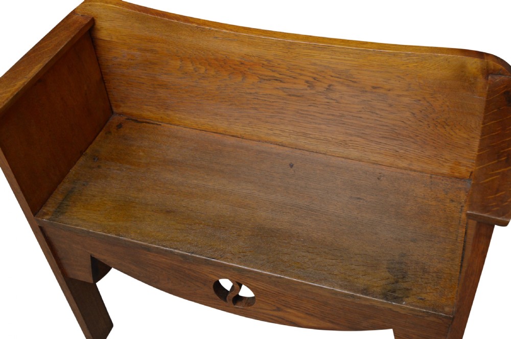 Arts and Crafts Hall Bench in Oak
 View V