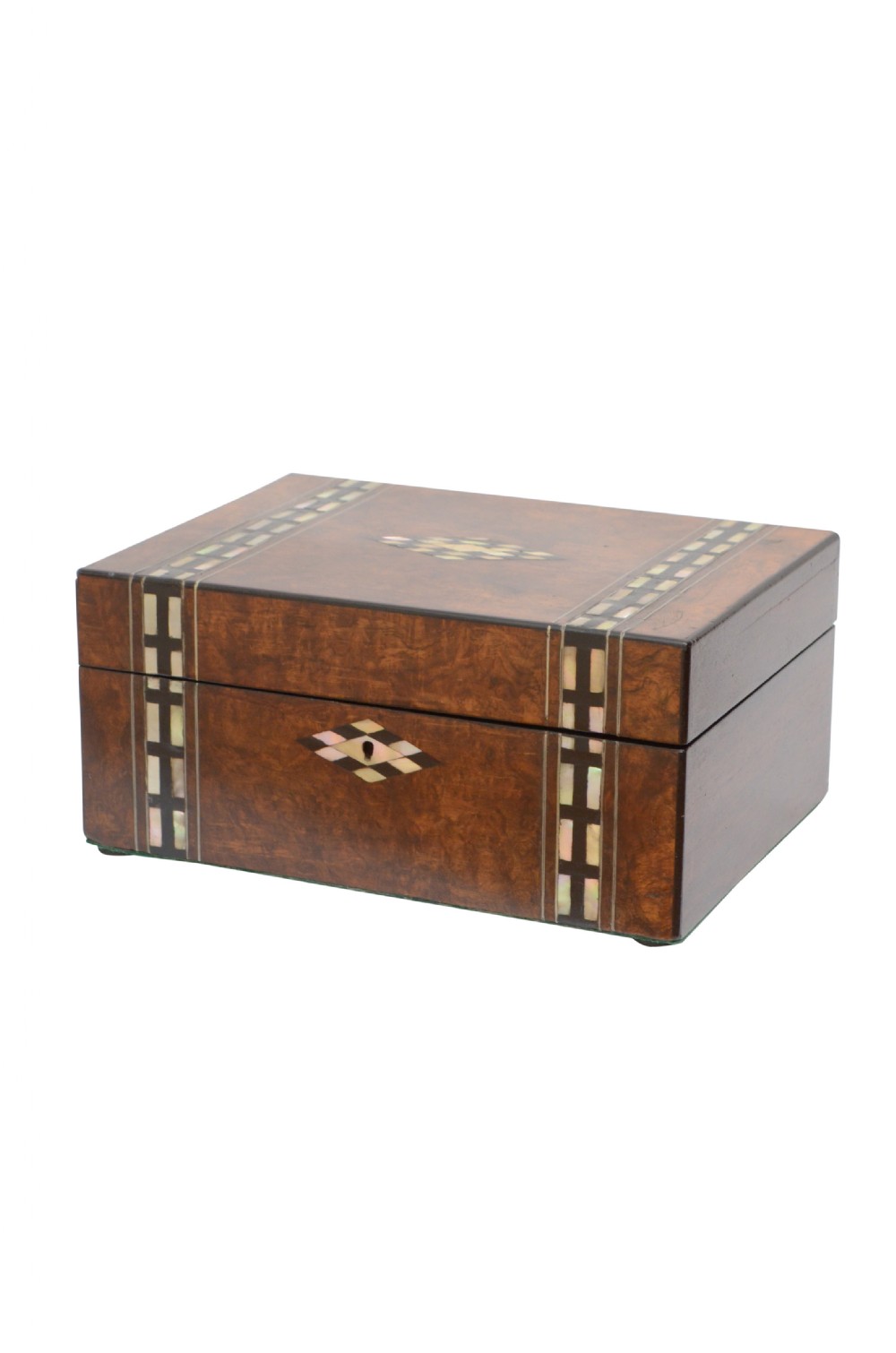 Victorian Walnut and Inlaid Jewellery Box Sewing Box with Tray