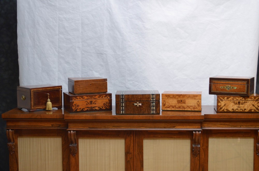 Large Victorian Walnut and Inlaid Decorative Box with a Tray View XV