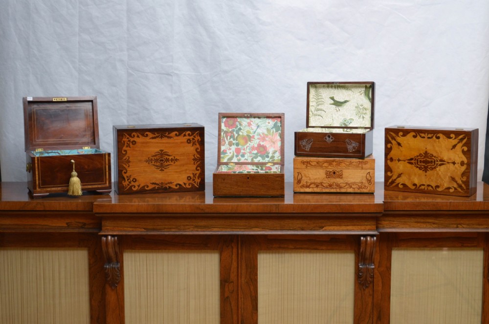 Large Victorian Walnut and Inlaid Decorative Box with a Tray View XVIII
