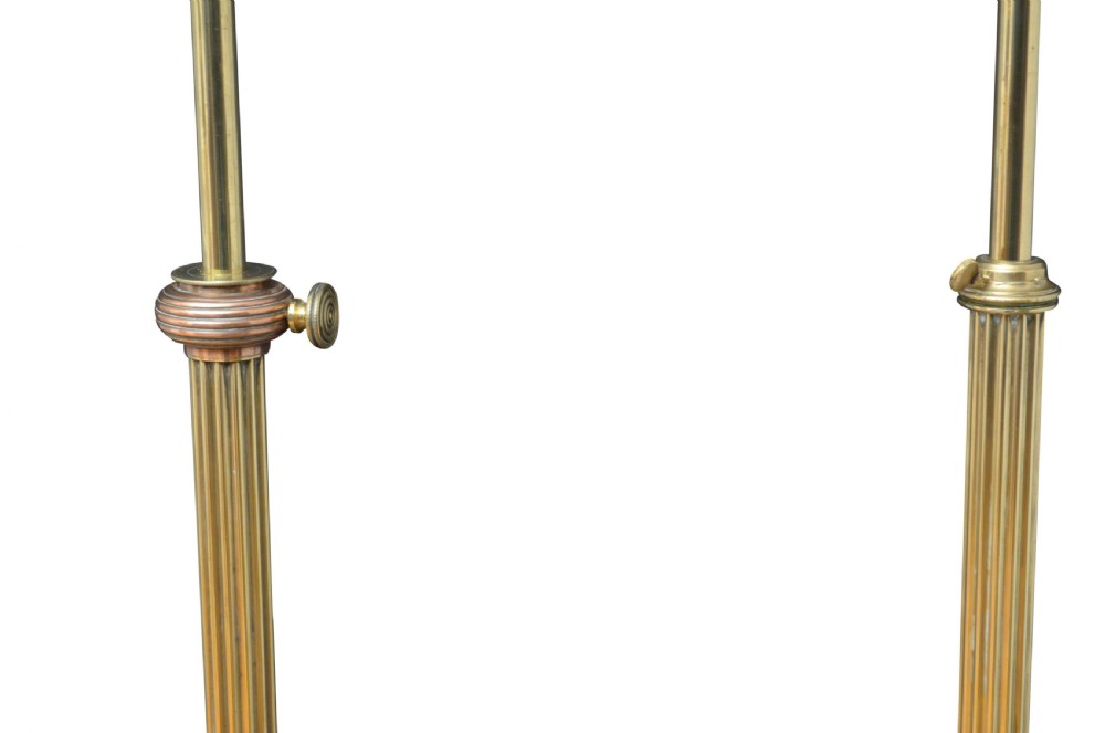 Matched Pair of Edwardian Copper and Brass Floor Standard Lamps  View III