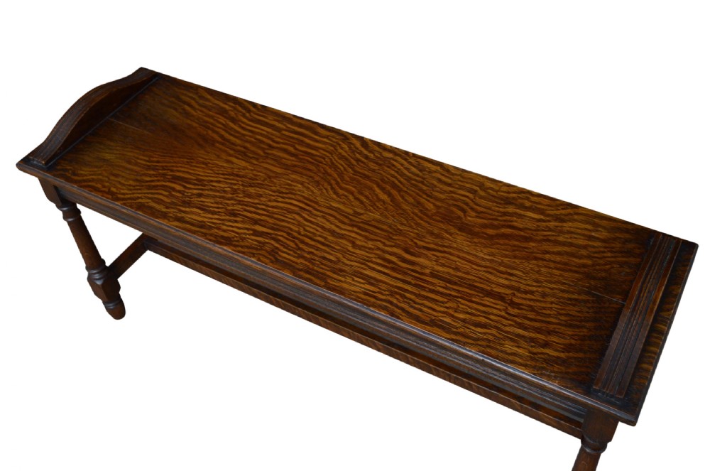 Early XXth Century Solid Oak Hall Bench View IV